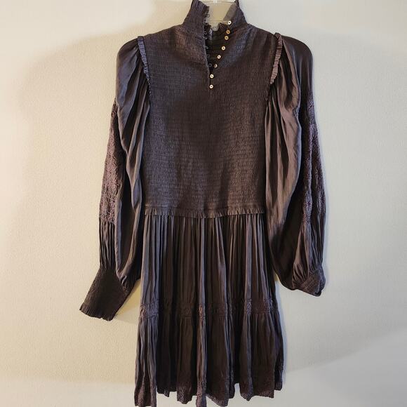 ULLA JOHNSON Angelica Smocked Long Sleeve Mini Dress - Picture 6 of 9